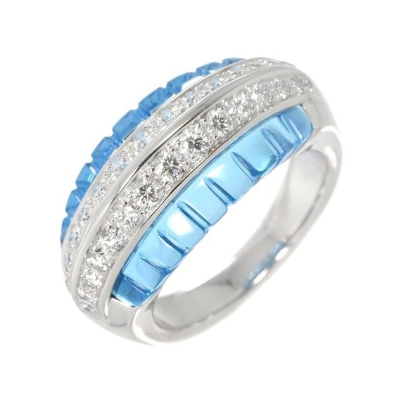 Jennet Blue Topaz Diamond 0.67ct Ring 18K WG 750 5.5-5.75(US) 90282358 - Picture 1 of 11